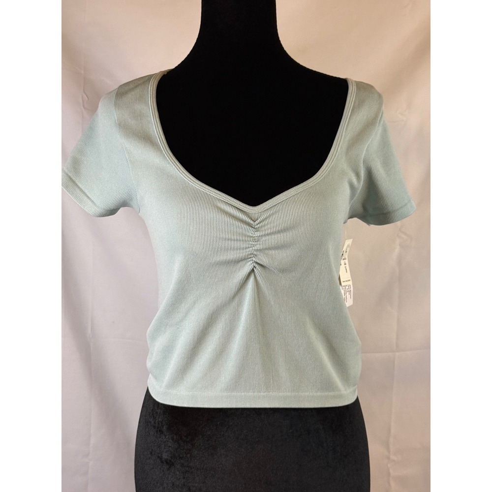 Aeropostale Buttery Soft Ribbed Sweetheart Crop Top‎ Mint Green Large NWT